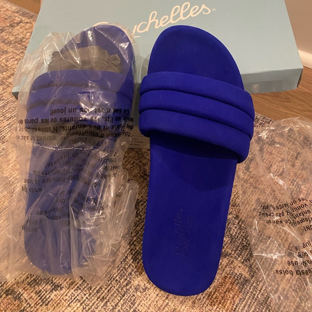 Seychelles Low Key Cobalt Blue Suede Slides